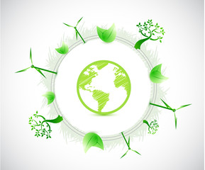 globe and eco illustration illustration design