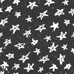 Seamless pattern with hand drawn stars