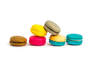 Macaroons on white background