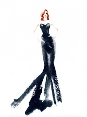 Photo sur Plexiglas Visage aquarelle femme en robe