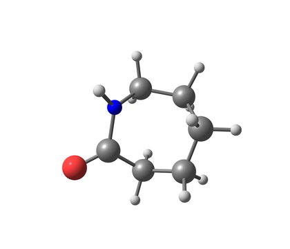 Caprolactam molecule isolated on white