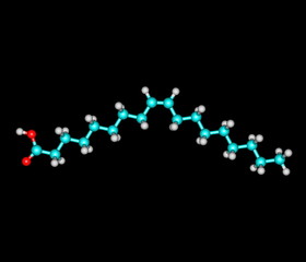 Oleic acid molecule isolated on black