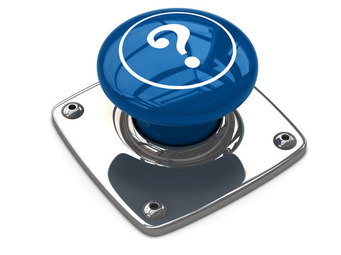 Blue question button concept.
