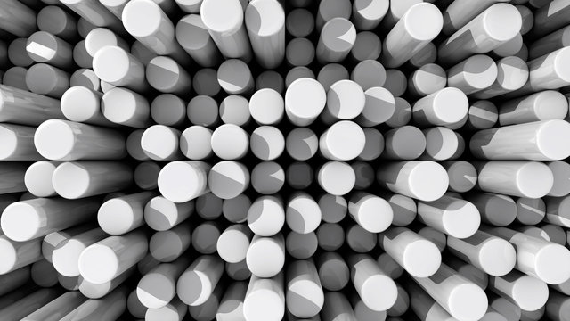 Background of white reflective extruded cylinders or rods at var © ScottNorris