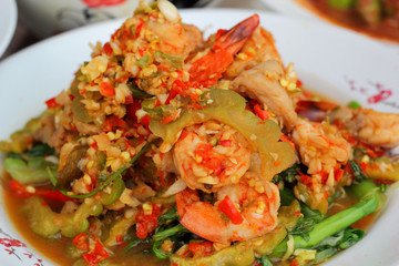 Spicy salad and shrimp - asia food