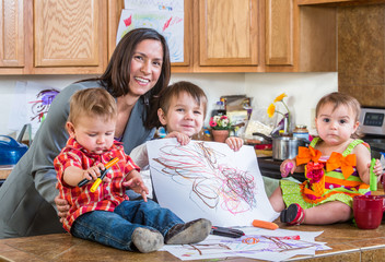 Mother Poses With Children