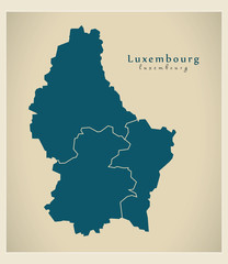Moderne Landkarte - Luxemburg LU