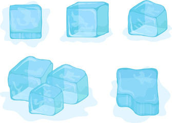 Vector ice-cubes on white background
