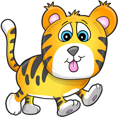 Cute Tiger Cub Vector Illustration Art