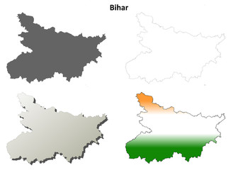 Bihar blank detailed outline map set