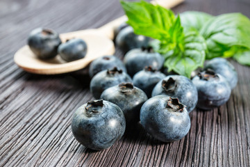 Blueberry on wooden board