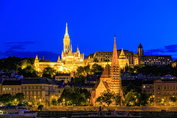 Night View with Matthias Church in Budapest, Hungary