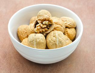 walnuts in a white bowl