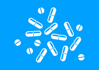 White medicine icon on blue background