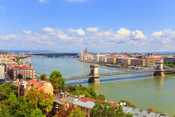 Fototapeta na wymiar Budapest and Danube river panoramic view, Hungary, Europe