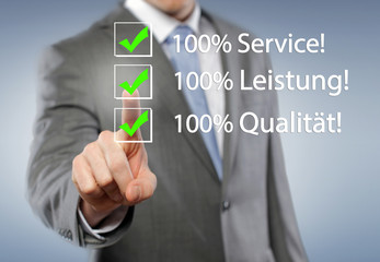 100% Service, Leistung, Qualität