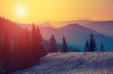 retro mountain landscape