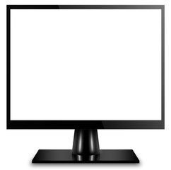 Modern LCD computer monitor on reflective background