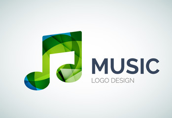 Music, note icon logo made of color pieces