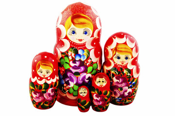 Russian Dolls. Isolated on a white background. Matryoshka