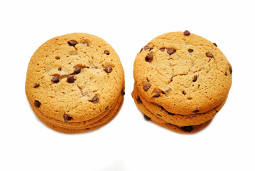 Two Stacks of Chocolate Chip Cookies