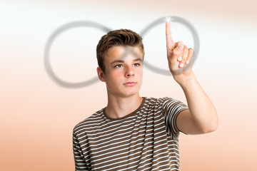 Teen boy doing concentration exercise.