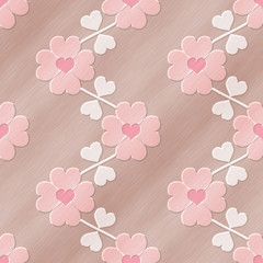 Heart flower seamless relief painting on generated metal texture