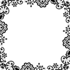black lace on white background
