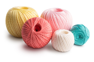 Colorful cotton yarn isolated on white background