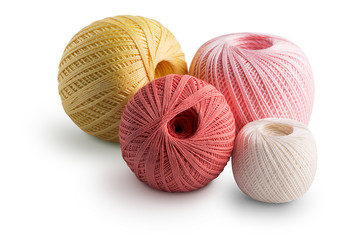 Colorful cotton yarn isolated on white background