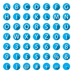 Flat A-Z Alphabet Icon Set with long shadows