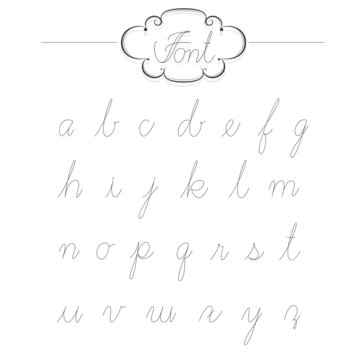 Vintage type font lowercase filigree set of calligraphic alphabe