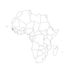 Outline on clean background of the continent of Africa