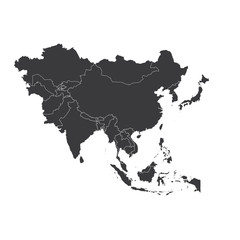 Outline on clean background of the continent of Asia - 70221340