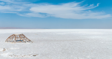 Metal ruin on the salt lake