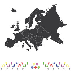 Outline on clean background of the continent of Europe