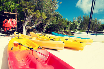 canoes on sandy beach