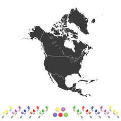 Outline on clean background of the continent of North America