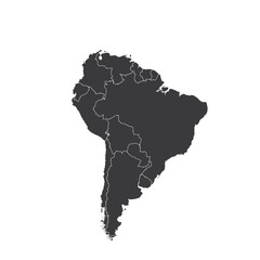 Outline on clean background of the continent of South America