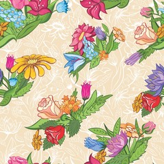 Vintage bright floral pattern