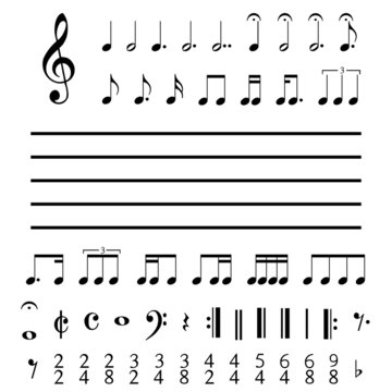 Illustration of Musical Notes and Numbers