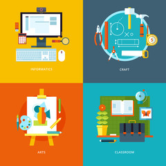 Vector education icons set for web design, mobile apps.