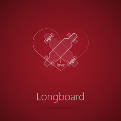 Abstract vector illustration of love to longboard
