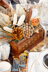 .Ceramic tableware on the table