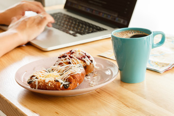 cup of coffee and laptop