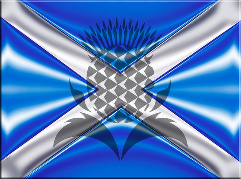 scottish flag with thistle symbol