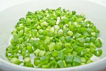 Green Spring Onions In Baking Dish