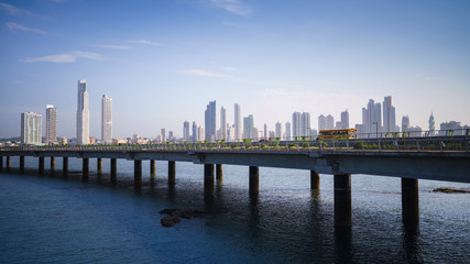 Panorama panama city skyline building car