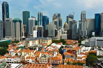 Zelfklevend Fotobehang Aerial view of Singapore Chinatown and Business District © Donatas Dabravolskas