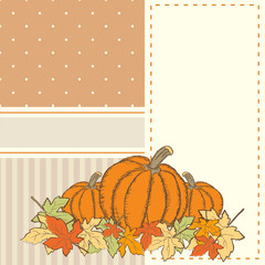 Hand drawn invitation or greeting thanksgiving card template wit